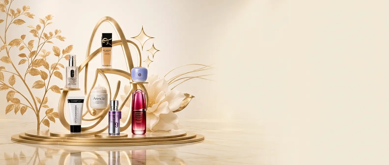 چیدمان منتخب محصولات مراقبت پوست، مو، آرایش و عطر